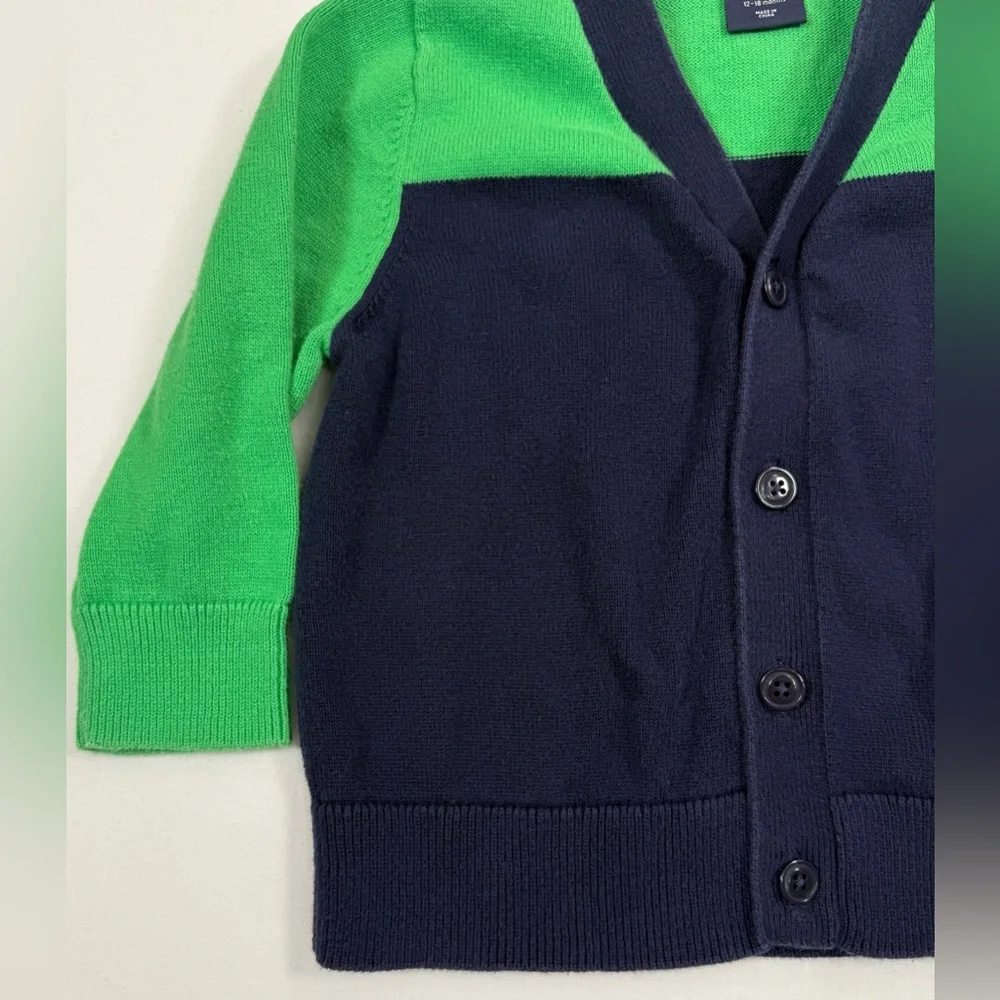 BABY GAP Baby Boys Grandpacore Colorblock Cardigan Sweater 12-18m‎ Preppy Retro